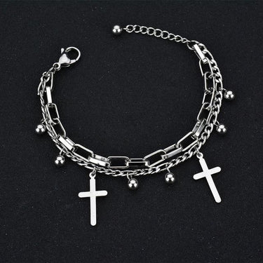 Stainless Steel Cross 'FAITH' Charm Bracelet